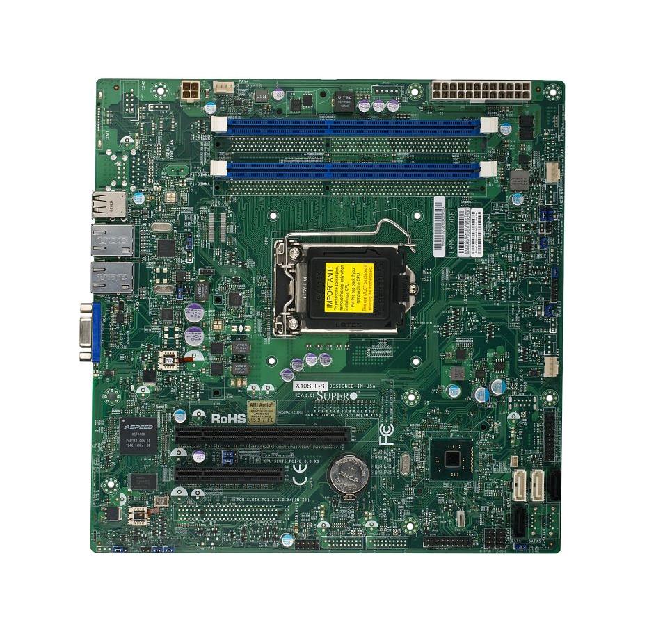 MBX10SLSB SuperMicro X10SLL-S Socket LGA 1150 Intel C222 Express Chipset Xeon E3-1200 v3/ 4th Gen Core i3/ Pentium/ Celeron Processors Support DDR3 2x DIMM 2x SATA3 6.0Gb/s Micro-ATX Server Motherboard (Refurbished)