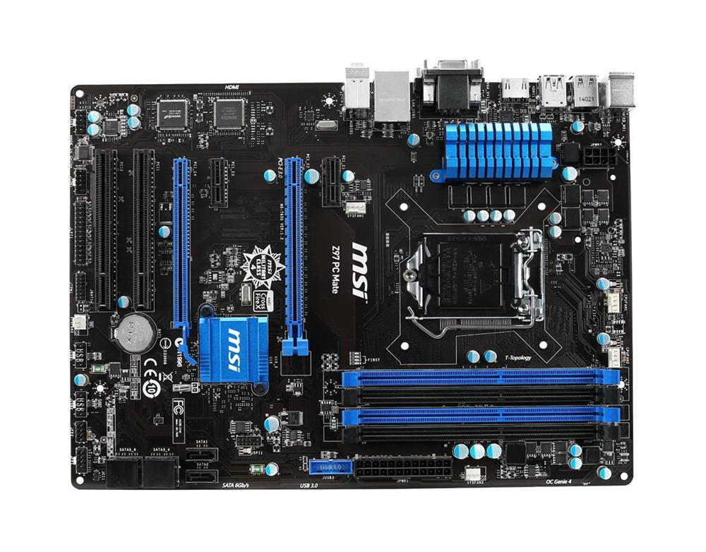 MBZ97PCM MSI Z97 PC Mate Socket LGA 1150 Intel Z97 Express Chipset Core i7 / i5 / i3 / Pentium / Celeron Processors Support DDR3 4x DIMM SATA3 6.0Gb/s ATX Motherboard (Refurbished)