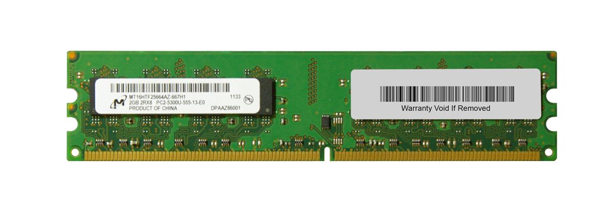 MT16HTF25664AZ-667H1 Micron 2GB PC2-5300 DDR2-667MHz non-ECC Unbuffered CL5 240-Pin DIMM Dual Rank Memory Module