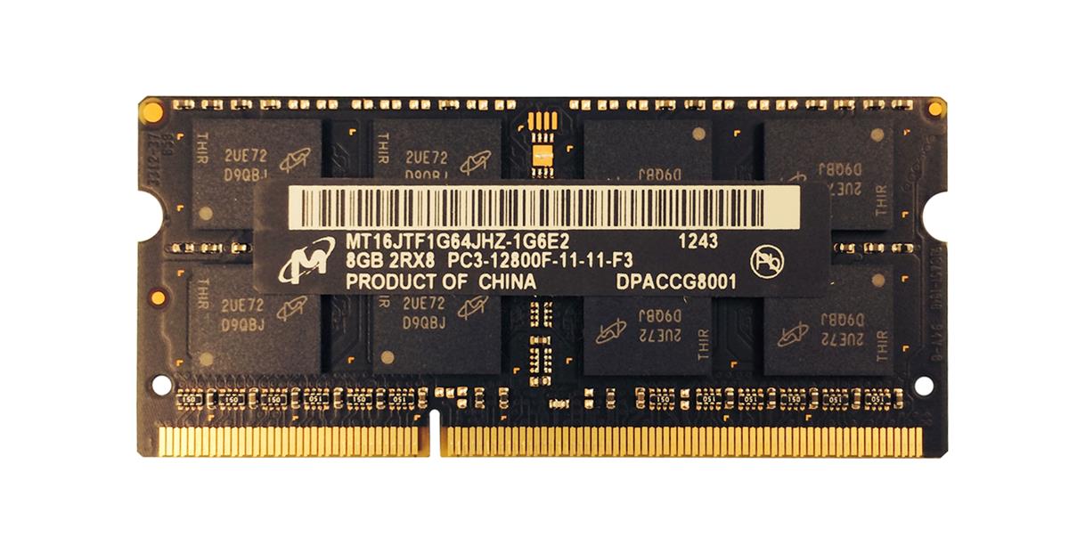 MT16JTF1G64JHZ-1G6 Micron 8GB PC3-12800 DDR3-1600MHz non-ECC Unbuffered CL11 204-Pin SoDimm Dual Rank Memory Module