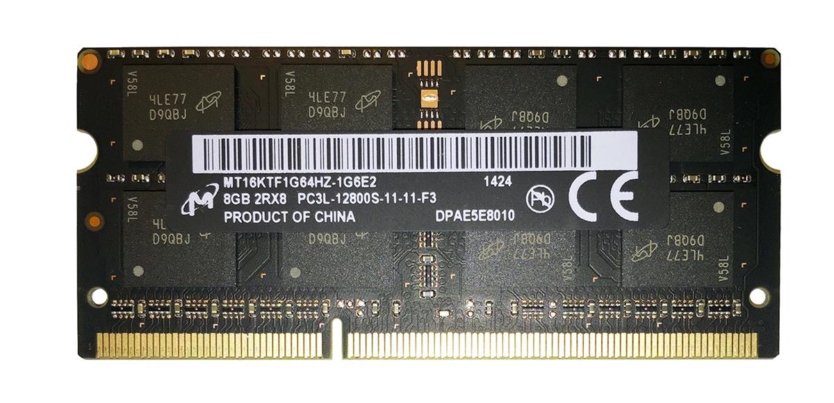 MT16KTF1G64HZ-1G6E2 Micron 8GB PC3-12800 DDR3-1600MHz non-ECC Unbuffered CL11 204-Pin SoDimm 1.35V Low Voltage Dual Rank Memory Module
