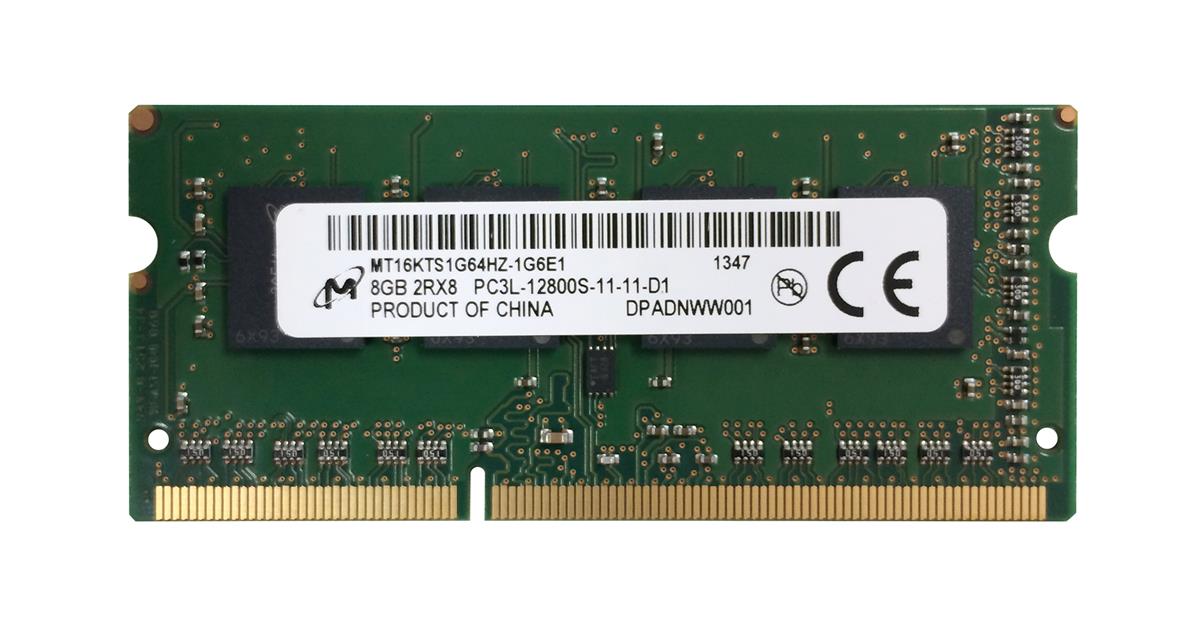 MT16KTS1G64HZ-1G6E1 Micron 8GB PC3-12800 DDR3-1600MHz non-ECC Unbuffered CL11 204-Pin SoDimm 1.35V Low Voltage Memory Module