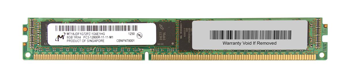 MT18JDF1G72PZ-1G6 Micron 8GB PC3-12800 DDR3-1600MHz ECC Registered CL11 240-Pin DIMM Very Low Profile (VLP) Single Rank Memory Module