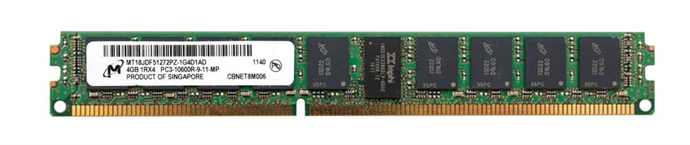 MT18JDF51272PZ-1G4D1 Micron 4GB PC3-10600 DDR3-1333MHz ECC Registered w/ Parity CL9 240-Pin DIMM Very Low Profile (VLP) Single Rank Memory Module
