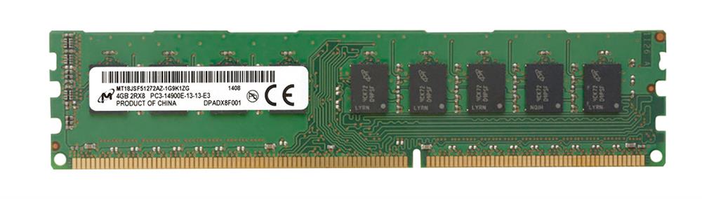MT18JSF51272AZ-1G9K1ZG Micron 4GB PC3-14900 DDR3-1866MHz ECC Unbuffered CL13 240-Pin DIMM Dual Rank Memory Module