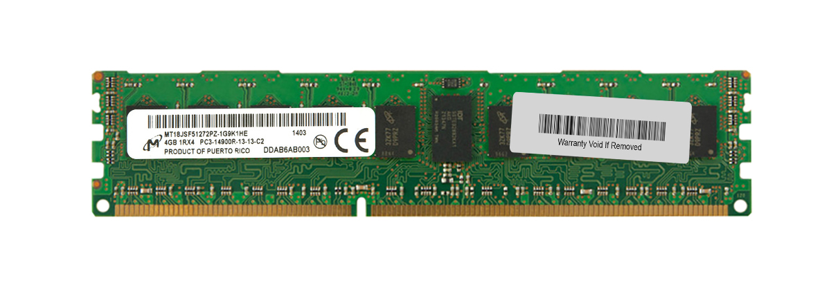 MT18JSF51272PZ-1G9 Micron 4GB PC3-14900 DDR3-1866MHz ECC Registered CL13 240-Pin DIMM Single Rank Memory Module