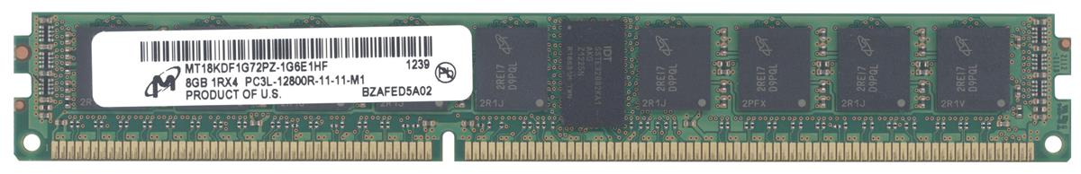 MT18KDF1G72PZ-1G6E1 Micron 8GB PC3-12800 DDR3-1600MHz ECC Registered CL11 240-Pin DIMM 1.35V Low Voltage Very Low Profile (VLP) Single Rank Memory Module