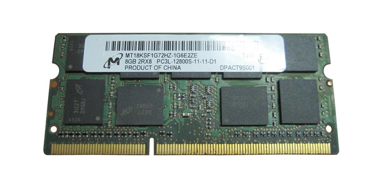 MT18KSF1G72HZ-1G6 Micron 8GB PC3-12800 DDR3-1600MHz ECC Unbuffered CL11 204-Pin SoDimm 1.35V Low Voltage Dual Rank Memory Module