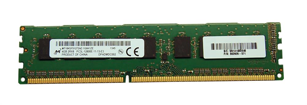 MT18KSF51272AZ-1G6K1ZE Micron 4GB PC3-12800 DDR3-1600MHz ECC Unbuffered CL11 240-Pin DIMM 1.35V Low Voltage Dual Rank Memory Module
