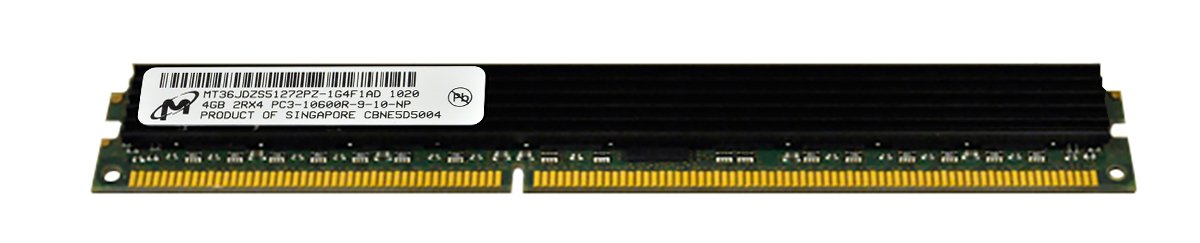 MT36JDZS51272PZ-1G4F1AD Micron 4GB PC3-10600 DDR3-1333MHz ECC Registered CL9 240-Pin DIMM Very Low Profile (VLP) Dual Rank Memory Module