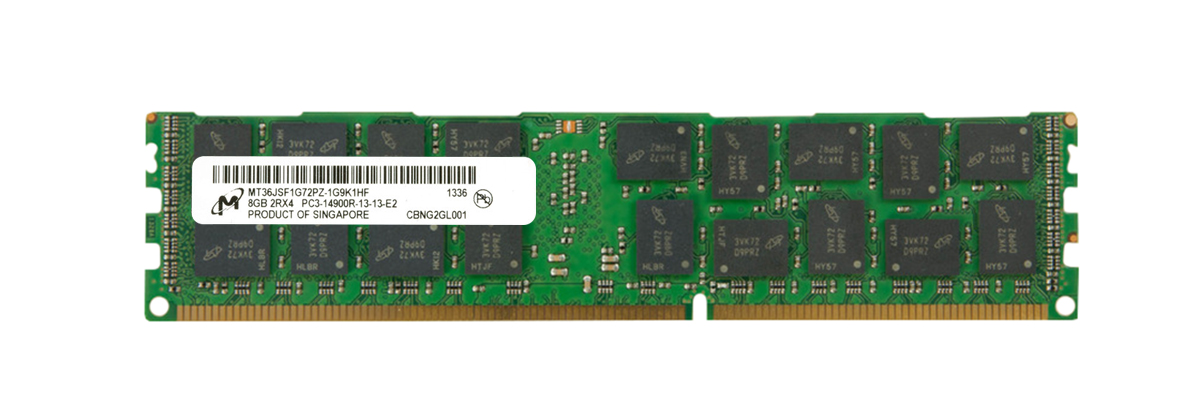 MT36JSF1G72PZ-1G9K1HF Micron 8GB PC3-14900 DDR3-1866MHz ECC Registered CL13 240-Pin DIMM Dual Rank Memory Module