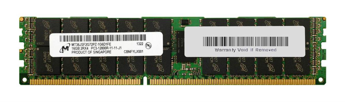 MT36JSF2G72PZ-1G6D1FE Micron 16GB PC3-12800 DDR3-1600MHz ECC Registered CL11 240-Pin DIMM Dual Rank Memory Module