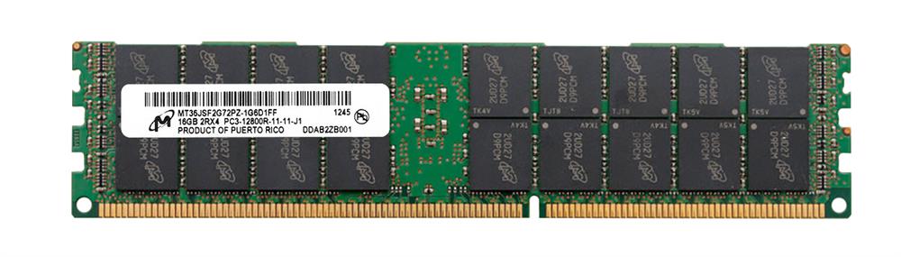 MT36JSF2G72PZ-1G6D1FF Micron 16GB PC3-12800 DDR3-1600MHz ECC Registered CL11 240-Pin DIMM Dual Rank Memory Module