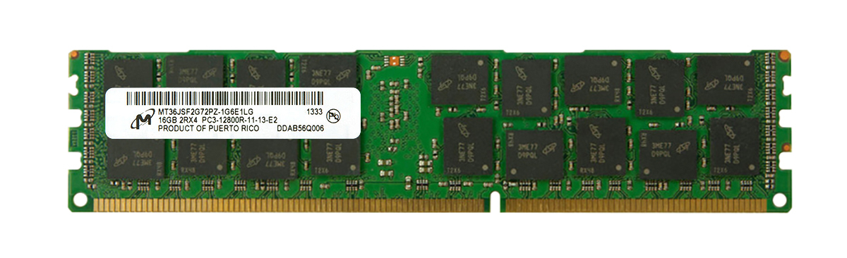 MT36JSF2G72PZ-1G6E1LG Micron 16GB PC3-12800 DDR3-1600MHz ECC Registered CL11 240-Pin DIMM Dual Rank Memory Module