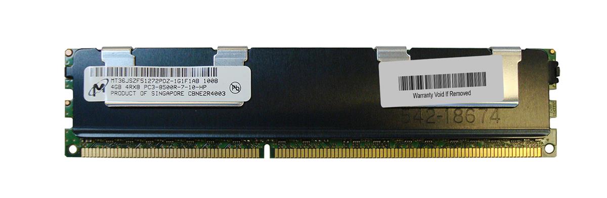 MT36JSZF51272PDZ-1G1F1 Micron 4GB PC3-8500 DDR3-1066MHz ECC Registered CL7 240-Pin DIMM Quad Rank Memory Module