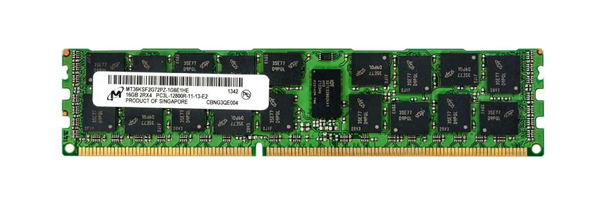 MT36KSF2G72PZ-1G6E1HE Micron 16GB PC3-12800 DDR3-1600MHz ECC Registered CL11 240-Pin DIMM 1.35V Low Voltage Dual Rank Memory Module