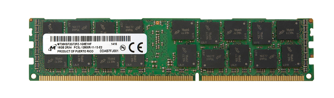 MT36KSF2G72PZ-1G6E1HF Micron 16GB PC3-12800 DDR3-1600MHz ECC Registered CL11 240-Pin DIMM 1.35V Low Voltage Dual Rank Memory Module