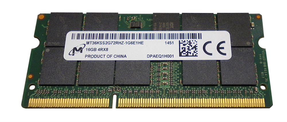 MT36KSS2G72RHZ-1G6 Micron 16GB PC3-12800 DDR3-1600MHz ECC Registered CL11 204-Pin SoDimm 1.35V Low Voltage Quad Rank Memory Module