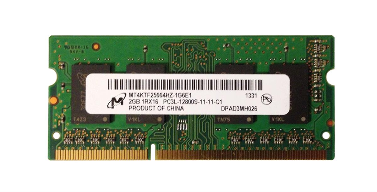 MT4KTF25664HZ-1G6E1 Micron 2GB PC3-12800 DDR3-1600MHz non-ECC Unbuffered CL11 204-Pin SoDimm 1.35v Low Voltage Single Rank Memory Module