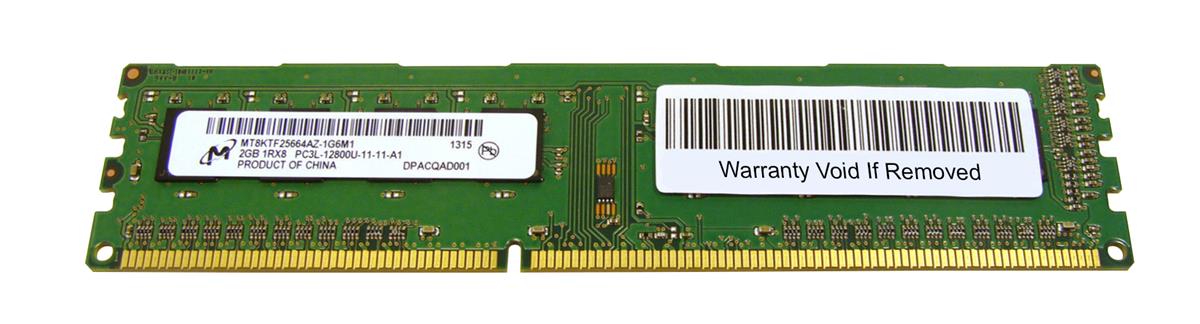 MT8KTF25664AZ-1G6 Micron 2GB PC3-12800 DDR3-1600MHz non-ECC Unbuffered CL11 240-Pin DIMM 1.35V Low Voltage Single Rank Memory Module