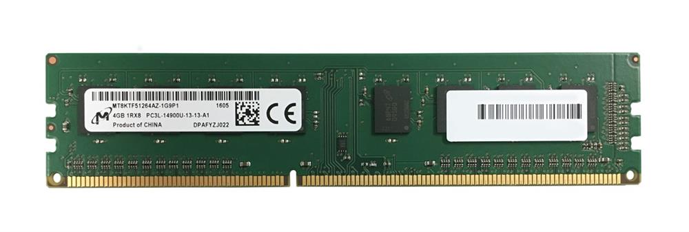 MT8KTF51264AZ-1G9P1 Micron 4GB PC3-14900 DDR3-1866MHz non-ECC Unbuffered CL13 240-Pin DIMM Single Rank 1.35V Low Voltage Memory Module