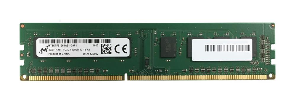 MT8KTF51264AZ-1G9P1 Micron 4GB PC3-14900 DDR3-1866MHz non-ECC Unbuffered CL13 240-Pin DIMM Single Rank 1.35V Low Voltage Memory Module