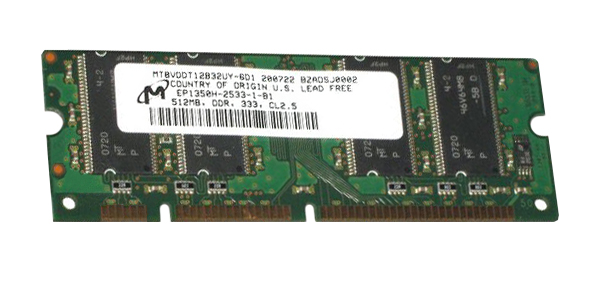 MT8VDDT12832UY-6D1 Micron 512MB PC2700 DDR-333MHz non-ECC Unbuffered CL2.5 100-Pin DIMM Dual Rank Memory