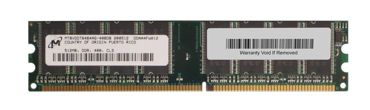 MT8VDDT6464AG-40BDB Micron 512MB PC3200 DDR-400MHz non-ECC Unbuffered CL2.5 184-Pin DIMM Single Rank Memory Module