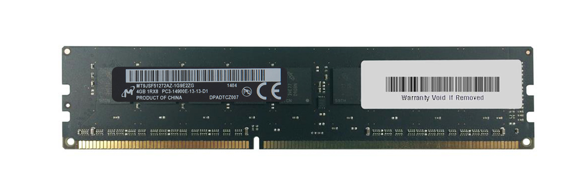 MT9JSF51272AZ-1G9E2ZG Micron 4GB PC3-14900 DDR3-1866MHz ECC Unbuffered CL13 240-Pin DIMM Single Rank Memory Module
