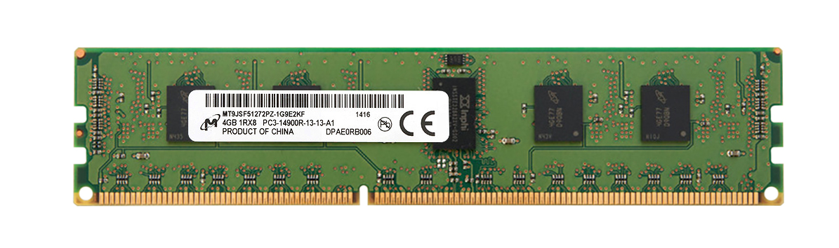 MT9JSF51272PZ-1G9E2KF Micron 4GB PC3-14900 DDR3-1866MHz ECC Registered CL13 240-Pin DIMM Single Rank Memory Module