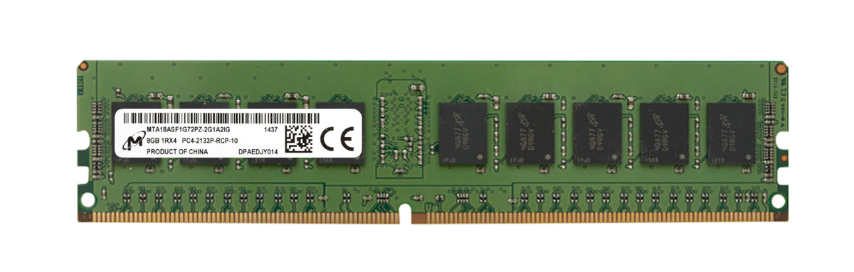 MTA18ASF1G72PZ-2G1 Micron 8GB PC4-17000 DDR4-2133MHz ECC Registered CL15 288-Pin DIMM 1.2V Single Rank Memory Module