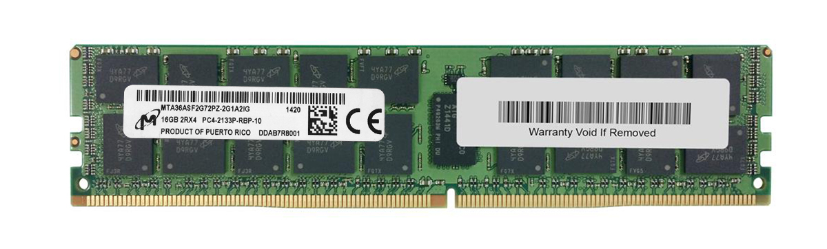 MTA36ASF2G72PZ-2G1 Micron 16GB PC4-17000 DDR4-2133MHz ECC Registered CL15 288-Pin DIMM 1.2V Dual Rank Memory Module