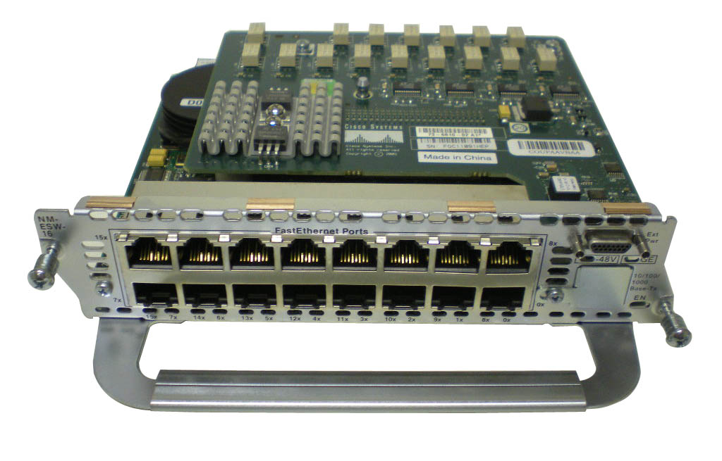 NM-16ESW-PWR-1GIG_R Cisco 16-Ports RJ-45 10BaseT/100BaseTX 100Mbps Autosensing Ports Ethernet Switch (Refurbished)