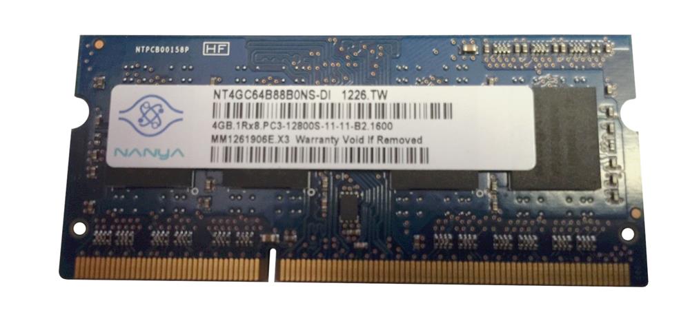 NT4GC64B88B0NS-DI Nanya 4GB PC3-12800-1600MHz non-ECC Unbuffered CL11 204-Pin SoDimm Single Rank Memory Module