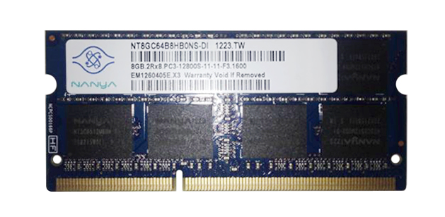 NT8GC64B8HB0NS-DI Nanya 8GB PC3-12800 DDR3-1600MHz non-ECC Unbuffered CL11 204-Pin SoDimm Dual Rank Memory Module
