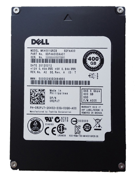 R2PJ7 Dell 400GB SLC SAS 6Gbps Write Optimized 2.5-inch Internal Solid State Drive (SSD)