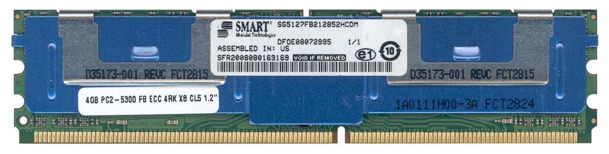 SG5127FB212852HCDM Smart Modular 4GB PC2-5300 DDR2-667MHz ECC Fully Buffered CL5 240-Pin DIMM Quad Rank Memory Module