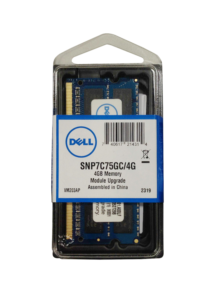 SNP7C75GC/4G Dell 4GB PC3-14900 DDR3-1866MHz non-ECC Unbuffered CL13 204-Pin SoDimm Dual Rank Memory Module