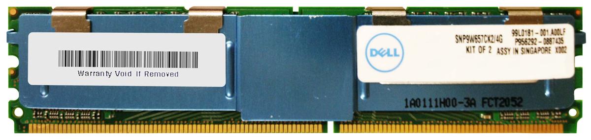 SNP9W657CK2/4G Dell 4GB (2 X 2GB) PC2-5300 DDR2-667MHz ECC Fully Buffered CL5 240-Pin Dual Rank Memory