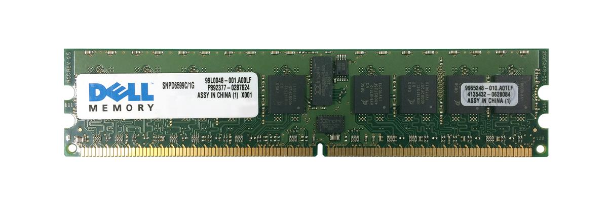 SNPD6599C/1G Dell 1GB PC2-3200 DDR2-400MHz ECC Registered CL3 240-Pin DIMM Single Rank Memory Module for PowerEdge Servers