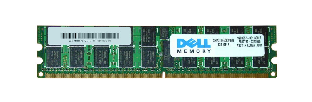 SNPGT744CK2/16G Dell 16GB Kit (2 X 8GB) PC2-5300 DDR2-667MHz ECC Registered CL5 240-Pin DIMM Quad Rank Memory for PowerEdge 6950 Server