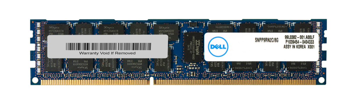 SNPP9RN2C/8G-SUB Dell 8GB PC3-10600 DDR3-1333MHz ECC Registered CL9 240-Pin DIMM 1.35V Low Voltage Dual Rank Memory Module