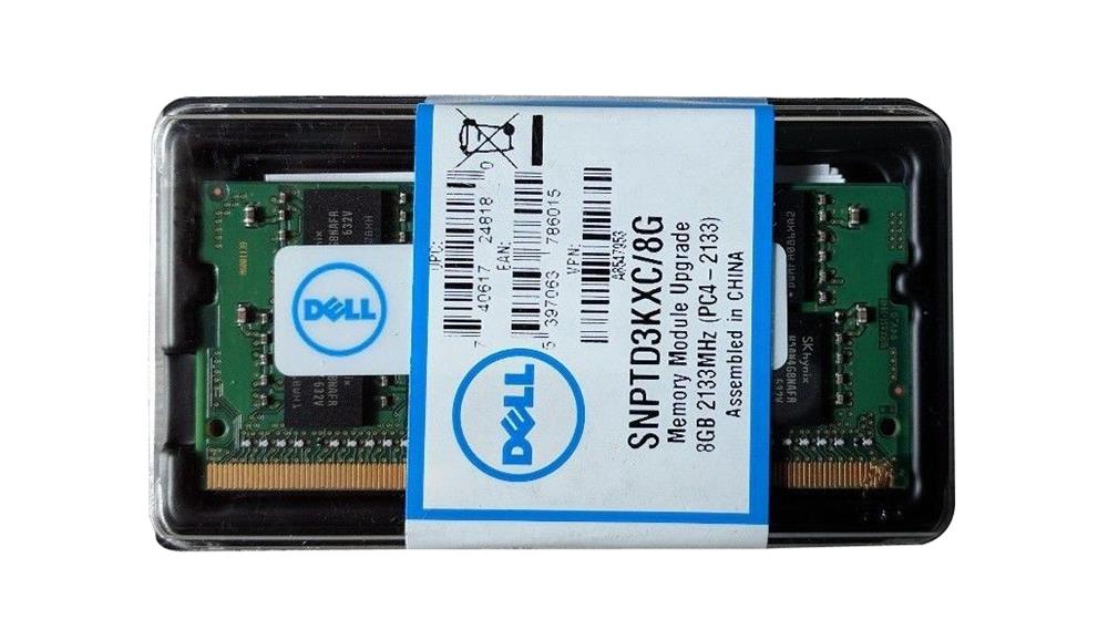 SNPTD3KXC/8G Dell 8GB PC4-17000 DDR4-2133MHz non-ECC Unbuffered CL15 260-Pin SoDimm 1.2V Dual Rank Memory Module