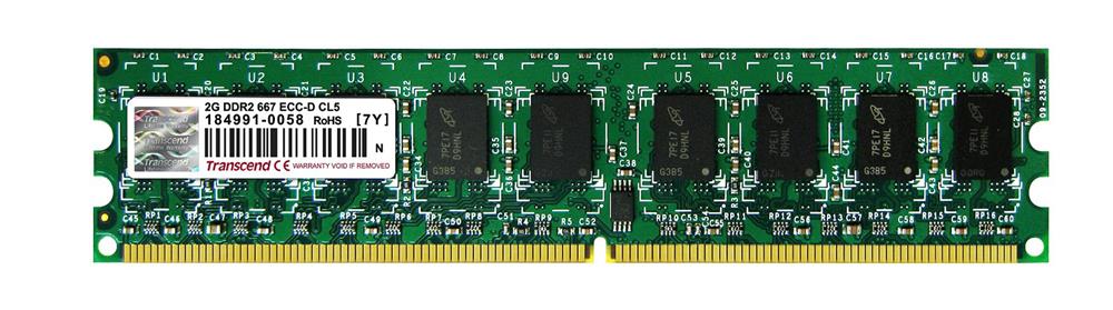 TS256MLQ72V6U Transcend 2GB PC2-5300 DDR2-667MHz ECC Unbuffered CL5 240-Pin DIMM Dual Rank Memory Module