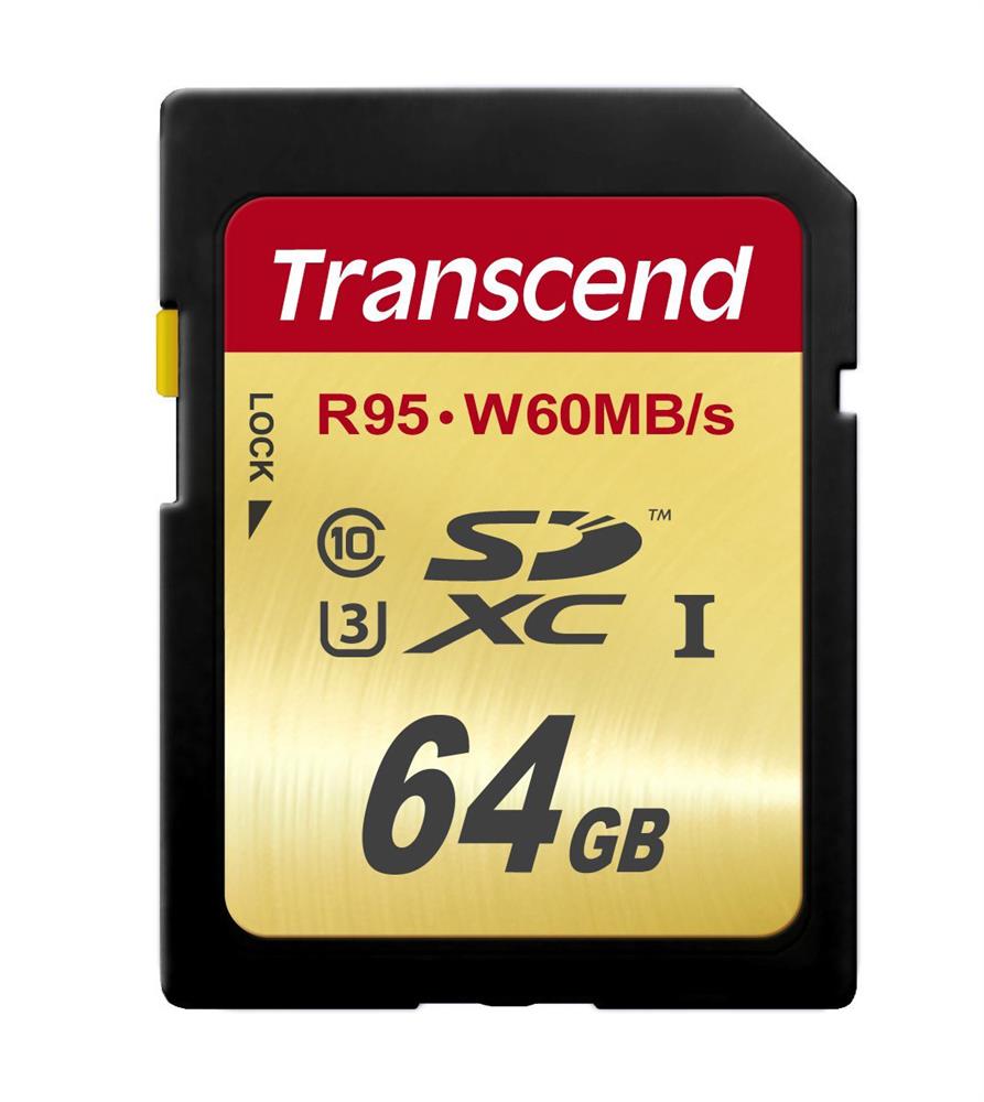 TS64GSDU3 Transcend 64GB Class 10 SDXC UHS-I Flash Memory Card