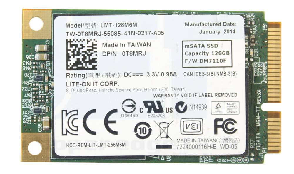 TW-0T8MRJ Dell 128GB MLC SATA 6Gbps mSATA Internal Solid State Drive (SSD)