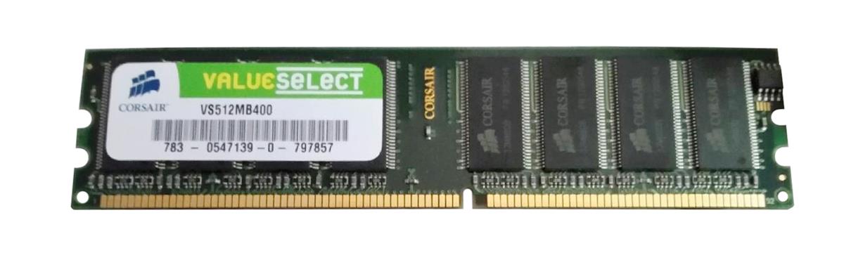 VS512MB400 Corsair Value Select 512MB PC3200 DDR-400MHz non-ECC Unbuffered CL3 184-Pin DIMM Memory Module