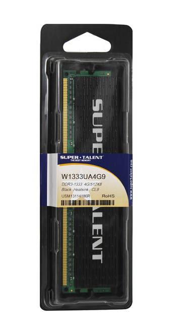 W1333UA4G9 Super Talent 4GB PC3-10600 DDR3-1333MHz non-ECC Unbuffered CL9 240-Pin DIMM Single Rank Memory Module