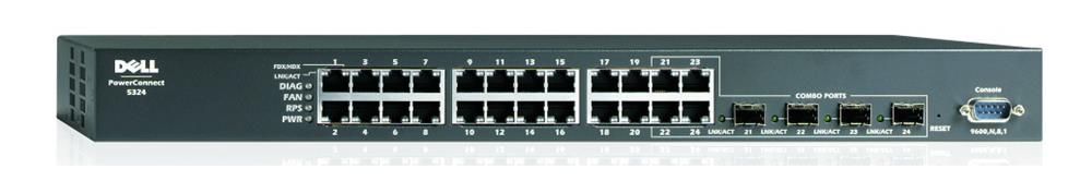 WF579 Dell PowerConnect 5324 24-Ports 10/100/1000 + 4 x Shared SFP Gigabit Ethernet Switch (Refurbished)
