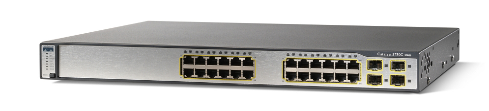 WS-C3750G-24TS-S Cisco Catalyst 3750 24-Ports 10/100/1000T RJ-45 Manageable Layer3 Rack Mountable 1U and Stackable Switch (Refurbished)